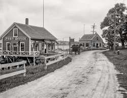 Circa 1910. "Post office -- Annisquam Station, Gloucester, Massachusetts." Plus, a Fish Market. 8x10 inch dry plate glass negative, Detroit Publishing Company. View full size.