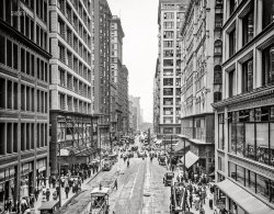 Chicago circa 1910. "Madison Street west from Wabash Avenue." 8x10 inch dry plate glass negative, Detroit Publishing Company. View full size.