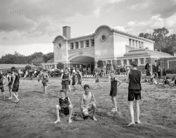 Detroit circa 1910. "Bath house, Belle Isle Park." 8x10 inch dry plate glass negative, Detroit Publishing Company. View full size.