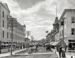 Circa 1912. "Main Street and Chippewa Hotel, Mackinac Island, Michigan." 8x10 inch dry plate glass negative, Detroit Publishing Company. View full size.