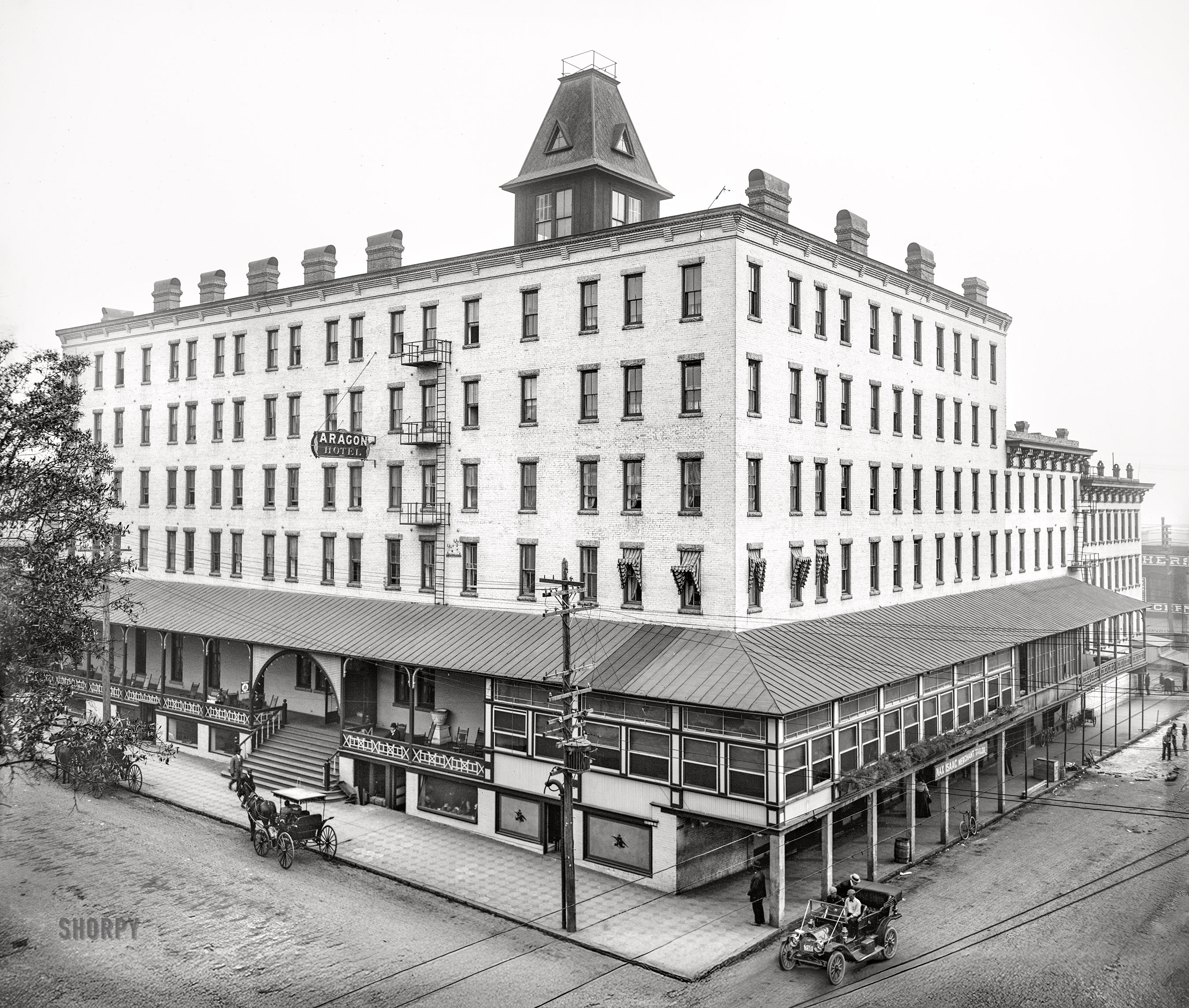Jacksonville, Florida, circa 1912. "Aragon Hotel, Forsyth & Julia Streets." The humble hostelry last glimpsed here. 8x10 inch glass negative, Detroit Publishing Company.