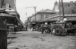New Orleans circa 1890s. "The old French Market." Home to the German Grocery. 5x7 inch glass negative by William Henry Jackson. View full size.