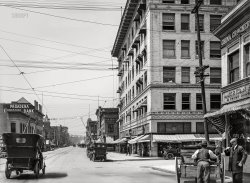 Pasadena, California, circa 1911. "Colorado Street at Broadway." Don't miss the polo at Tournament Park! 5x7 inch glass negative, Detroit Publishing Company. View full size.
