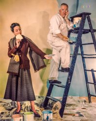 October 1948. "Bergdorf Goodman -- Wonsover job for National Lead Company -- 22 transparencies." 4x5 inch Kodachrome transparency by Toni Frissell. View full size.