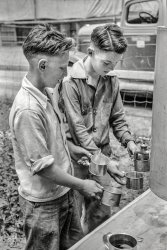 1941. "Free coffee served at the picnic grounds on the Fourth of July at Vale, Oregon." 35mm nitrate negative by Russell Lee for the FSA. View full size.