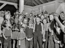 October 1938. "Shafter, Kern County, California. Halloween party at FSA camp for migratory agricultural workers." Acetate negative by Dorothea Lange for the Farm Security Administration, and Happy Halloween from Shorpy. View full size.