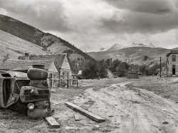 June 1939. "A ghost mining town. Pony, Montana." Medium format acetate negative by Arthur Rothstein for the Farm Security Administration. View full size.