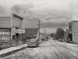 June 1939. "Main street of Pony, Montana. A ghost mining town." Medium format acetate negative by Arthur Rothstein for the Farm Security Administration. View full size.