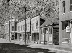 October 1939. "Georgetown, Colorado. Silver mining town ghost town." From its heyday in the 1890s, Georgetown had dwindled from over 10,000 inhabitants to just a few hundred by the time this picture was made. Medium format negative by Arthur Rothstein. View full size.