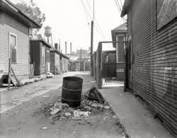 February 1936. "Mexican quarter of Los Angeles. One-quarter mile from the City Hall. Average rent eight dollars monthly. Area has been condemned and will be torn down shortly." 4x5 inch nitrate negative by Dorothea Lange for the Resettlement Administration. View full size.
