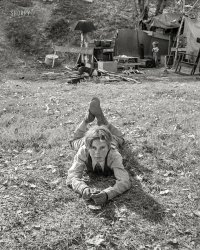 November 1936. "Portraits of destitute migrant agricultural workers and their children. Boy, fourteen, in eighth grade. Now unable to attend because of insufficient food and clothing. Subsisted two days on frozen tomatoes from field nearby. Father says, 'They call me a road hog and a bum, but if I am, how did that boy get into the eighth grade?' American River camp, near Sacramento." Photo by Dorothea Lange for the Resettlement Administration. View full size.