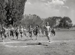 1941. "Kids' race at the Fourth of July celebration in Vale, Oregon." Acetate negative by Russell Lee for the Farm Security Administration. View full size.