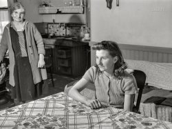 January 1941. "Ann Garabedian, Russian girl married to Armenian vegetable gardener in Andover, Massachusetts. Her husband works as a truck driver in Lawrence in the winter." Medium format negative by Jack Delano for the Farm Security Administration. View full size.
