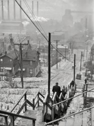 January 1941. "Mill district of Pittsburgh, Pennsylvania. Long stairway in a working class section." Acetate negative by Jack Delano. View full size.