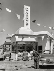 August 1941. "Cooperative gas station in Minneapolis, Minnesota." Medium format acetate negative by Marion Post Wolcott for the Farm Security Administration. View full size.