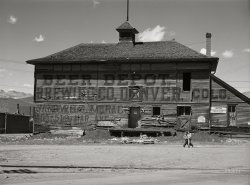September 1941. "Old beer depot in mining town. Leadville, Colorado." Medium format acetate negative by Marion Post Wolcott for the Farm Security Administration. View full size.