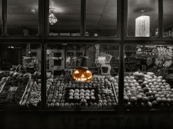 &nbsp; &nbsp; &nbsp; &nbsp; Heeeere's Jack -- Happy Halloween from Shorpy!
October 1940. "Grocery store in Fargo, North Dakota." Medium format acetate negative by John Vachon (with color by Shorpy) for the Farm Security Administration. View full size.