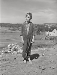 August 1941. "Boy who lives in Houghton, Michigan. Copper Range town." Medium format acetate negative by John Vachon for the Farm Security Administration. View full size.