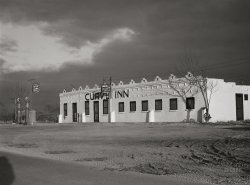 February 1942. "Union County, Missouri. Roadhouse." Fill 'er up with Hyde Park! Medium format acetate negative by John Vachon for the Office of War Information. View full size.