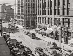 May 1942. "Denver, Colorado." Whose California Building poses that incendiary interrogative, SMOKE? Acetate negative by John Vachon for the Farm Security Administration. View full size.