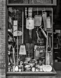 November 1935. "Household supply store. Bethlehem, Pennsylvania." 8x10 inch nitrate negative by Walker Evans for the U.S. Resettlement Administration. View full size.