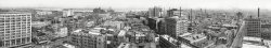 Circa 1910. "New Orleans, Louisiana. N.O. & Mississippi river from Hotel Grunewald." At left, the Maison Blanche department store on Canal Street. Panorama made from five 8x10 inch glass negatives. View full size.