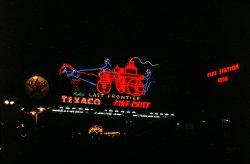 "Las Vegas 1951." Today's first Kodachrome, of the gas station at the Hotel Last Frontier, comes to us by way of the late Don Cox, 70 years after he snapped the shutter. View full size.