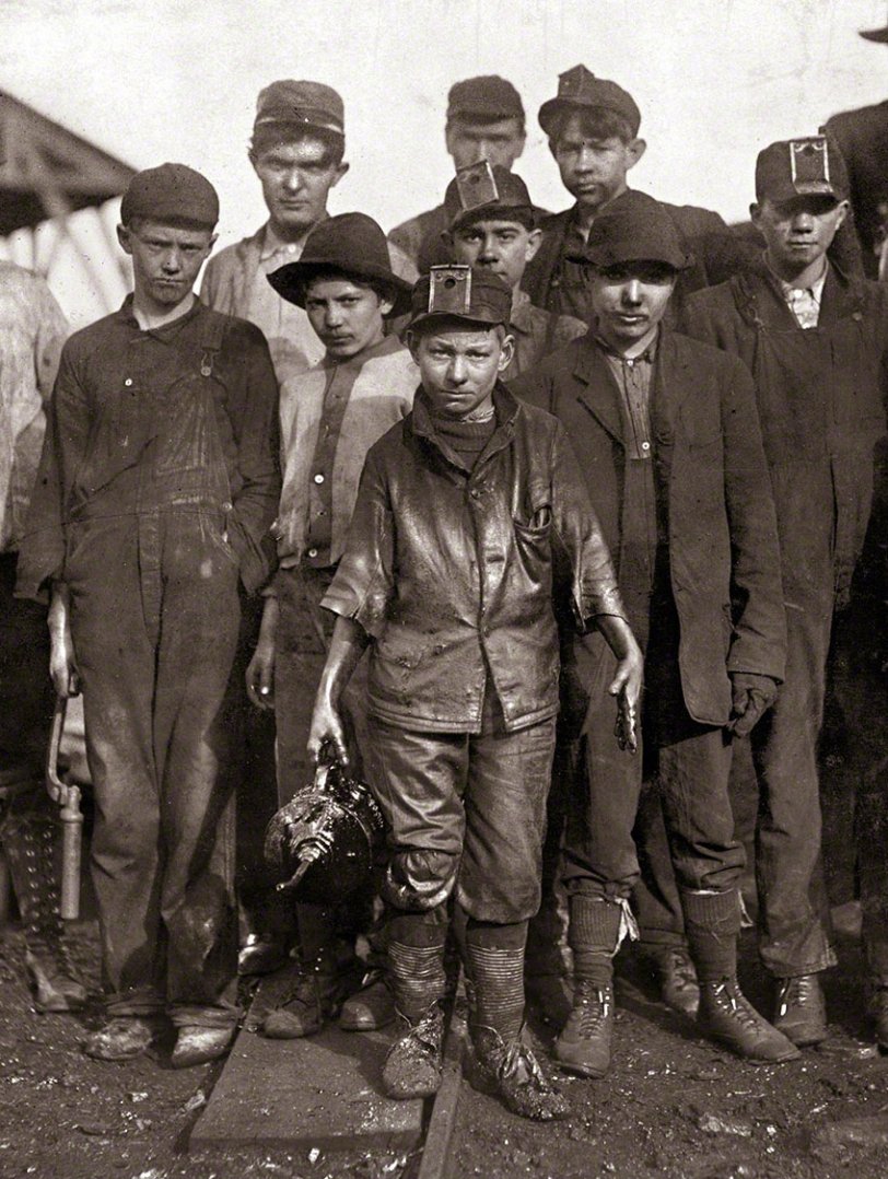 Shorpy and His Friends December 1910. "Shorpy Higginbotham, an oiler on the tipple at Bessie Mine" -- near Birmingham in Jefferson County, Alabama. Photograph by Lewis Wickes Hine. Entire uncropped image.
