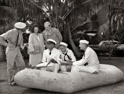 Circa 1942. "U.S. Navy -- inflatable raft." Just add water. View full size.