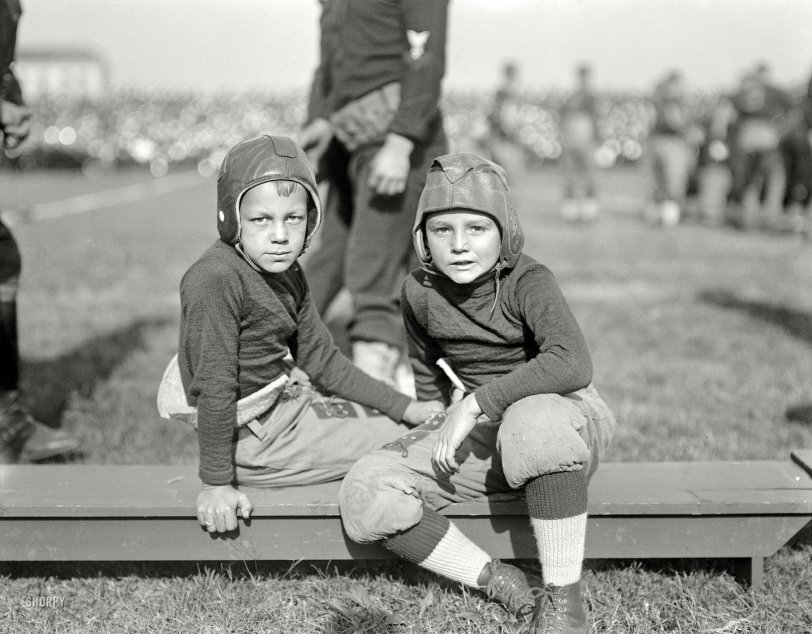 Junior Varsity: 1922 October 1922. "Football." Two little leatherheads at the Navy-Georgia Tech game in Annapolis. Harris & Ewing Collection glass negative. View full size.