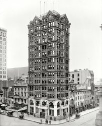 Philadelphia circa 1900. "West End Trust Co. building." This could be the corporate headquarters of Harry Potter Inc. 8x10 glass negative. View full size.