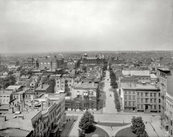 Baltimore circa 1903. "Johns Hopkins University from Washington Monument." 8x10 inch dry plate glass negative, Detroit Publishing Company. View full size.