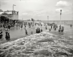 New York circa 1905. "On the beach at Coney Island." Note the kites. 8x10 inch dry plate glass negative, Detroit Publishing Company. View full size.