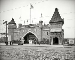 New York circa 1905. "Johnstown Flood, Coney Island." An attraction commemorating (and profiting from) the deadly Pennsylvania disaster of 1889. 8x10 inch dry plate glass negative, Detroit Publishing Company. View full size.