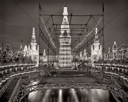 Coney Island circa 1905. "Night in Luna Park." What hath Edison wrought! 8x10 inch glass negative, Detroit Publishing Company. View full size.