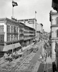 Richmond, Virginia, circa 1905. "Main Street from Eleventh." 8x10 glass negative, Detroit Publishing Co. View full size. An earlier (and lower) view here.