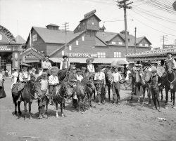 New York circa 1904. "The Ponies, Coney Island." Your Cute Filter must be set to Off to view this photo. 8x10 inch dry plate glass negative. View full size.