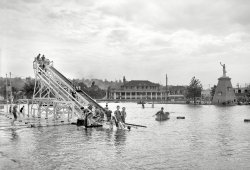 Cincinnati circa 1910. "Chester Park -- toboggan slide on the lake." 8x10 inch dry plate glass negative, Detroit Publishing Company. View full size.