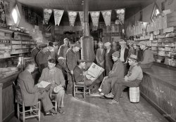 November 1933. "E.H. Elam making interviews at Stiner's Store, Lead Mine Bend, Tenn. Selections for employment with the TVA are made on the basis of ability and efficiency." The vast hydroelectric and flood control project overseen by the Tennessee Valley Authority was one of the New Deal programs enacted under the Roosevelt Administration. Photo by Lewis Hine. View full size.