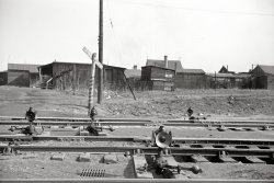 January 1939. "Railroad tracks, St. Louis, Missouri." 35mm nitrate negative by Arthur Rothstein for the Farm Security Administration. View full size. 
