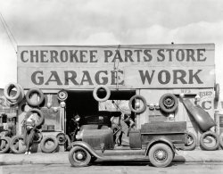 March 1936. "Auto parts shop. Atlanta, Georgia." Large-format nitrate negative by Walker Evans for the Farm Security Administration. View full size. 