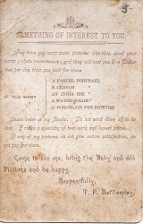 Date unknown. Back side of this image.